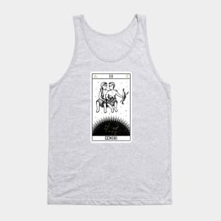 Gemini Distressed Goth Tarot Zodiac Sign Tank Top